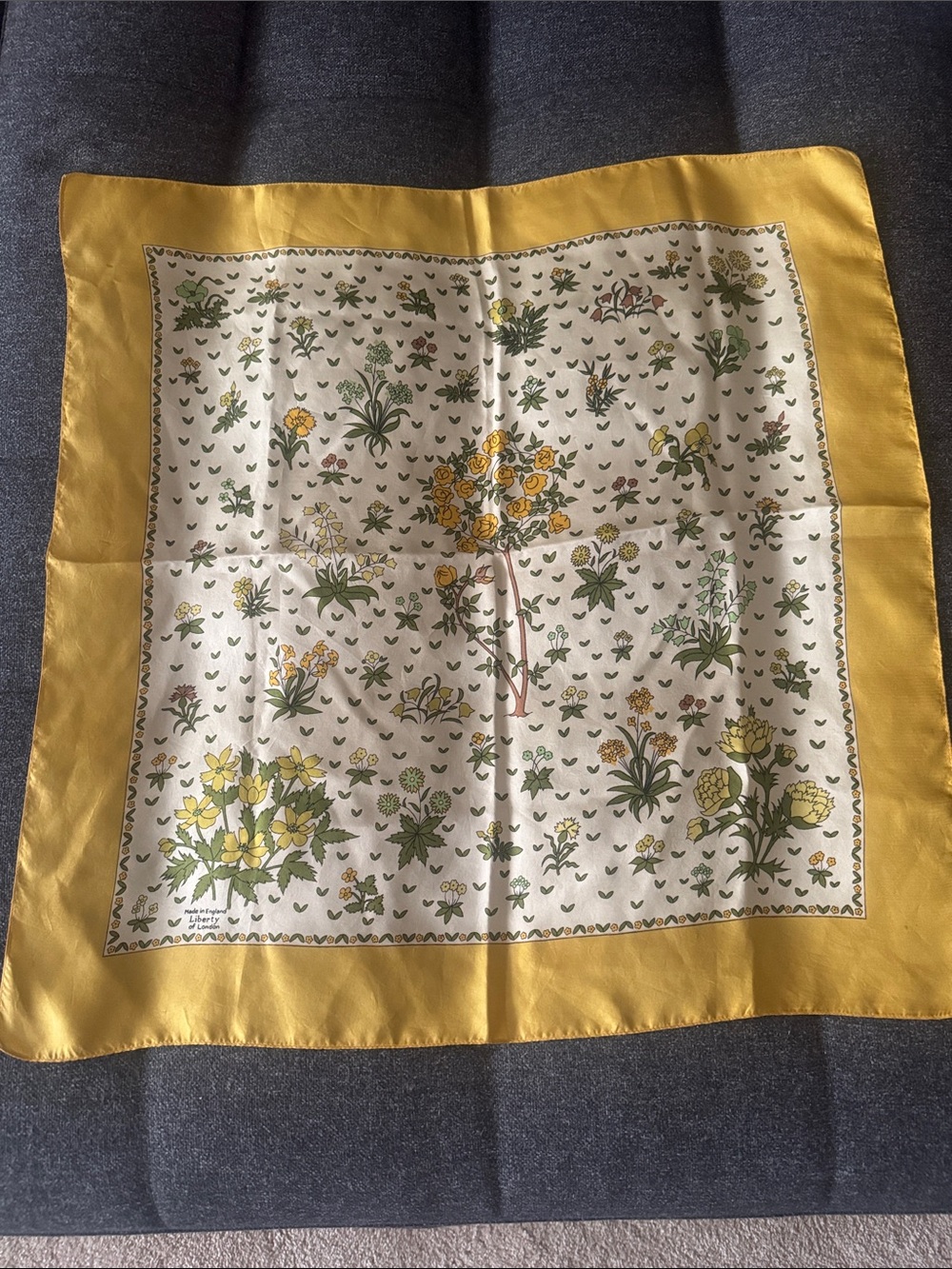 Liberty of London Yellow and Cream Floral Silk Scarf